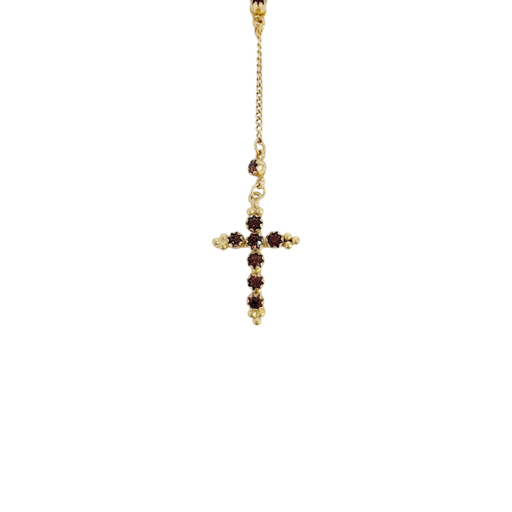 VIRGINS SAINTS & ANGELS VSA Maddie Rosary Necklace in Topaz & Gold - Picture 6 of 9